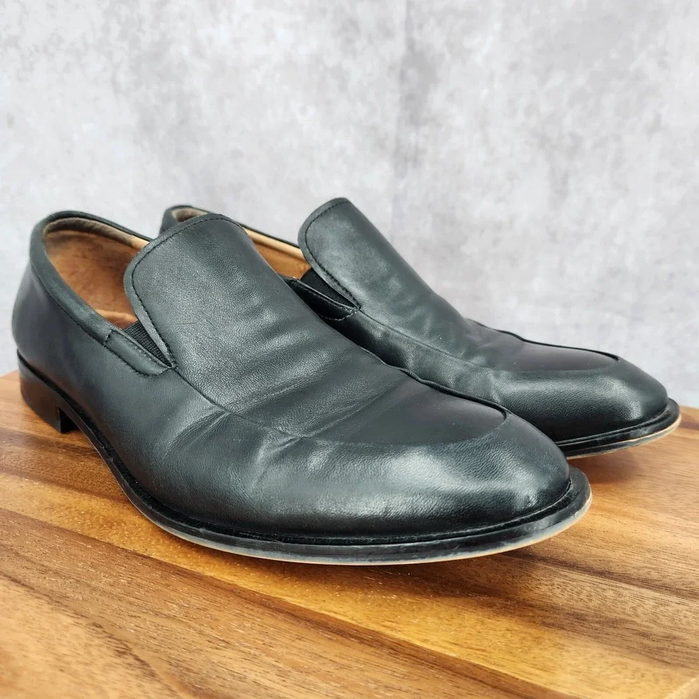 Warfield & Grand Loafer Mens‎ 10 Jackson Black Leather Slip On Shoes 90903